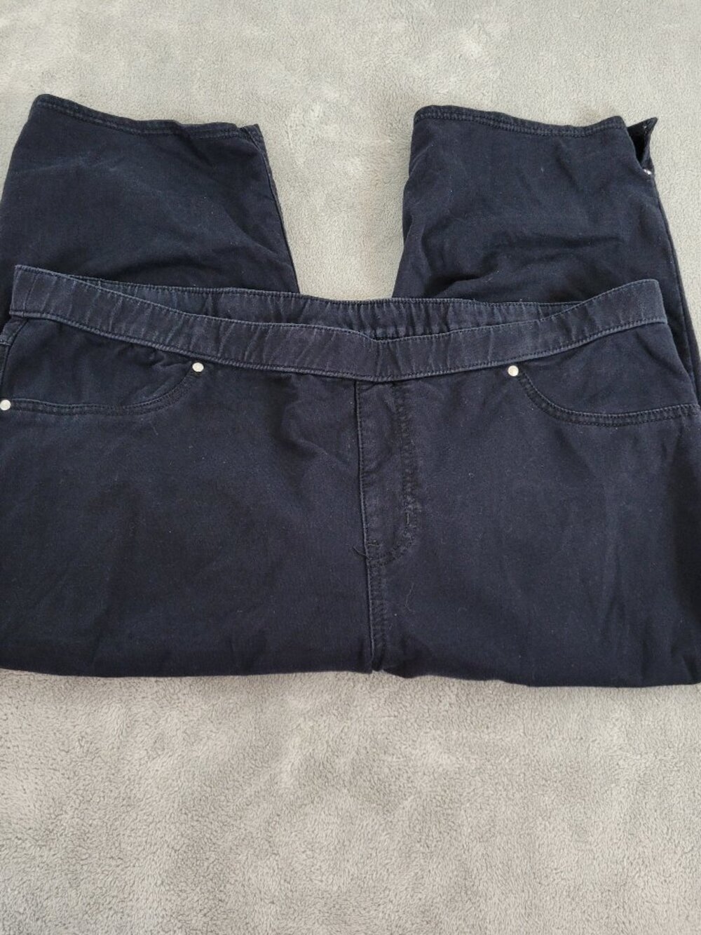 Catherines 1X Pants Womens Plus Black Capri Comfort Fit Pull On Pocket BLA1E